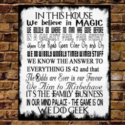 Geek House Rules Metal Wall Sign Distressed Home Decor - thumbnail 2