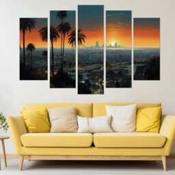 Los Angeles On Sunset Canvas Print, Skyline, Abstract Wall Art, Painting, California Art - thumbnail 3