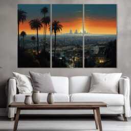 Los Angeles On Sunset Canvas Print, Skyline, Abstract Wall Art, Painting, California Art - thumbnail 2