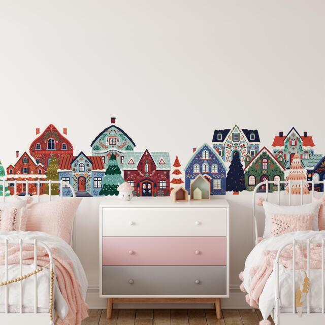 Christmas House Wall Stickers Festive Nursery Decor, Removable Decals - image 1
