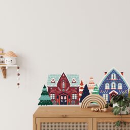 Christmas House Wall Stickers Festive Nursery Decor, Removable Decals - thumbnail 2