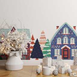 Christmas House Wall Stickers Festive Nursery Decor, Removable Decals - thumbnail 3