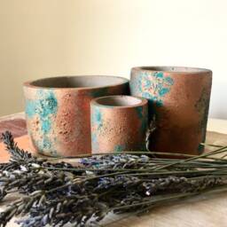 Unique Concrete Copper Patina Verdigris Effect Planter/Home Decor Gift - thumbnail 4