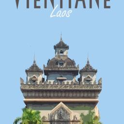 Vientiane Travel Poster - Retro Vintage Style Art Print, Artwork, Homeware, Laos Travel Print - thumbnail 2