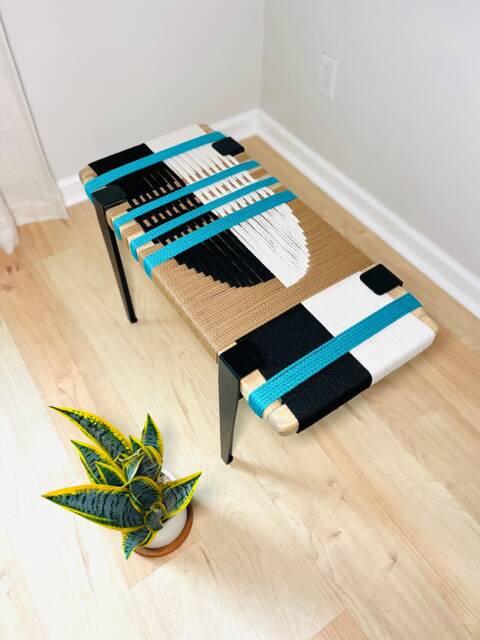 Hand-Woven Entryway Bench Mcm Style End Of Bed & Mudroom Seating - Custom-Made, Multiple Sizes - image 1