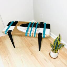 Hand-Woven Entryway Bench Mcm Style End Of Bed & Mudroom Seating - Custom-Made, Multiple Sizes - thumbnail 4