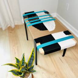 Hand-Woven Entryway Bench Mcm Style End Of Bed & Mudroom Seating - Custom-Made, Multiple Sizes - thumbnail 3