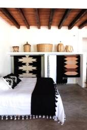 Black Handwoven Blanket, Cotton Handmade Boho Blanket, Moroccan Style Throw Bohemian Tassel Blanket