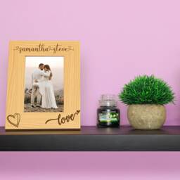 Personalised Engraved Couples Photo Frame - Wedding, Engagement Or Anniversary Gift Wooden Picture Endless Love Name Design - thumbnail 1