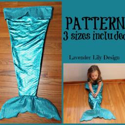 PDF - Tutorial Pattern -Mermaid Tail Blanket Fleece Sewing Pattern 3 Different Sizes Sequins & Scales - thumbnail 2