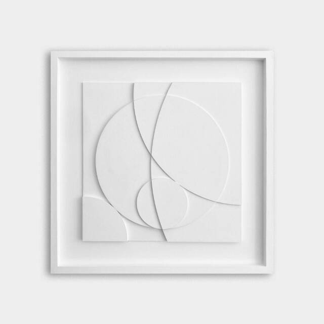 Geometric Relief Wall Sculpture - Mid Century Modern Acrylic Painting - 50x50cm - image 1