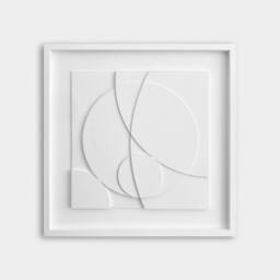 Geometric Relief Wall Sculpture - Mid Century Modern Acrylic Painting - 50x50cm - thumbnail 1