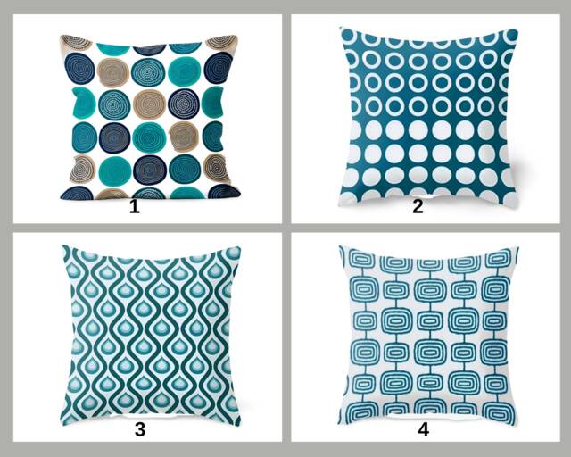 Bohemian Cushion Cover, Blue Colourful Geometric, Turquoise Modern Decor, Unique Home Accents, Vibrant Sofa Pillow Case - image 1