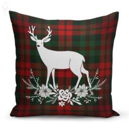 Christmas Cushion Covers With Black Plaid Pattern, Xmas Reindeer & Tree, Double Sided Printing On The Chenille Fabric Different Sizes - thumbnail 3