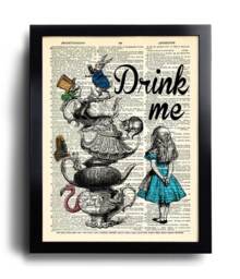 Alice in Wonderland Wall Art Poster Art, Quotes Print Book Page Art, Tea Party. Mad Hatter Vintage Print 556 - thumbnail 1
