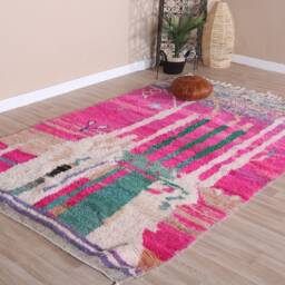 Pink Moroccan Rug, Soft Boujaad 5x8 Ft - thumbnail 3