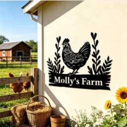 Custom Chicken Farm Metal Sign, Personalized Family Name Wall Hanging, Owner Housewarming Gift - thumbnail 4