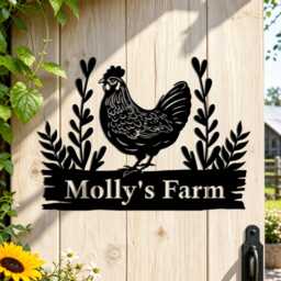Custom Chicken Farm Metal Sign, Personalized Family Name Wall Hanging, Owner Housewarming Gift - thumbnail 2