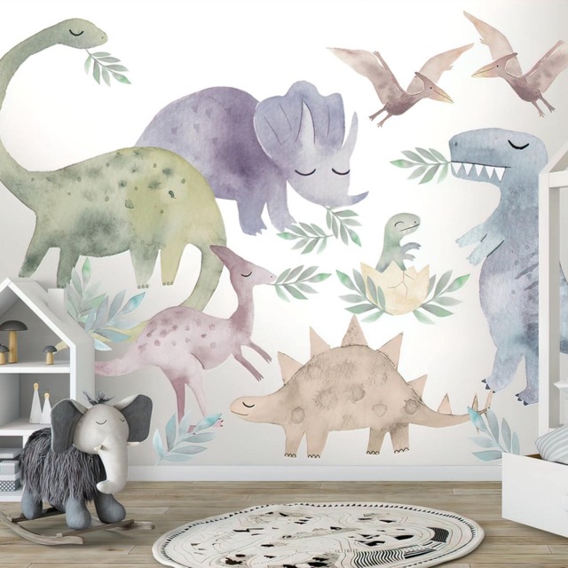 Colorful Dinosaur Wall Decals Kids Room Decor, Peel & Stick - image 1