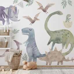 Colorful Dinosaur Wall Decals Kids Room Decor, Peel & Stick - thumbnail 3