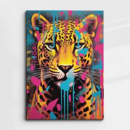 Leopard Animal Graffiti Abstract Modern Oil Painting Wall Art, Framed Canvas Poster Print, Home Kitchen Office Room Decor, Gifts - thumbnail 3