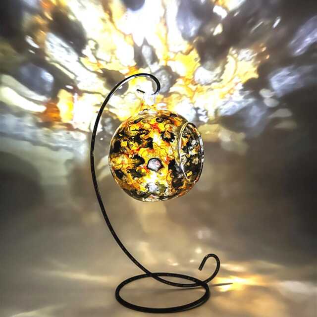 Abstract Gold & Black Glass Candle Holder Unique Home Decor Gift - image 1