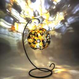 Abstract Gold & Black Glass Candle Holder Unique Home Decor Gift