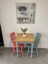 60cm Square Pine Bistro Table, Small Space Saving Caf?? Dining Furniture Hand Painted & Oiled - thumbnail 1