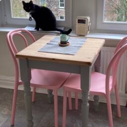 60cm Square Pine Bistro Table, Small Space Saving Caf?? Dining Furniture Hand Painted & Oiled - thumbnail 2