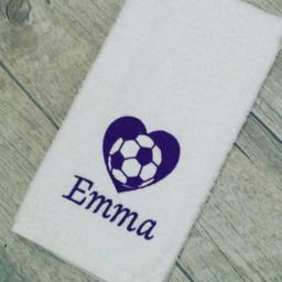 Personalized Soccer Heart Gym Towel Sports Gift - thumbnail 2
