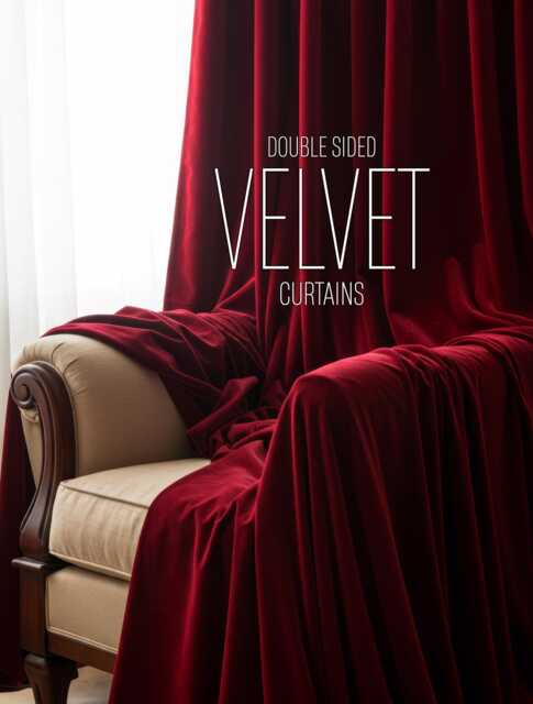 Double Sided Velvet Curtain For Living Room, Blackout Curtains, Drapes, Custom Drapes, Sound Reducing Curtain - image 1