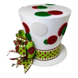 Polka Dot Christmas Tree Topper Whimsical Top Hat Decoration - thumbnail 4