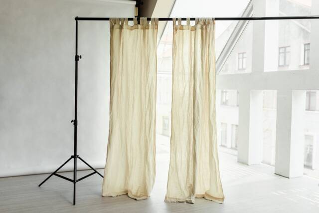 Tab Top Linen Curtain Panel Wide Boho Window Covering - image 1