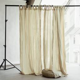 Tab Top Linen Curtain Panel Wide Boho Window Covering - thumbnail 4