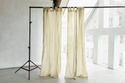 Tab Top Linen Curtain Panel Wide Boho Window Covering - thumbnail 1