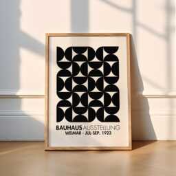 Bauhaus Monochrome Print - Inspired By - Bauhaus Print, Shapes, Abstract, Poster, Black & White, A5 A4 A3 A2 A1, Artist - thumbnail 1