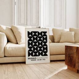 Bauhaus Monochrome Print - Inspired By - Bauhaus Print, Shapes, Abstract, Poster, Black & White, A5 A4 A3 A2 A1, Artist - thumbnail 2
