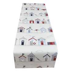 Beach Huts Throw Pillow Cover Nautical Seaside Linen Cushion, 24 - thumbnail 2