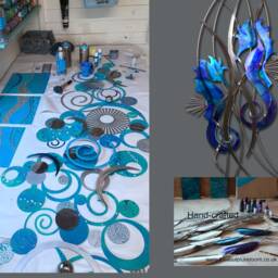 Metal Angelfish Wall Art 3D Coastal Sculpture, Aqua Blue Finish - thumbnail 4