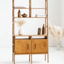Minimalist Bookcase, Mid Century Modern Bookcase, Storage Unit, Danish Style Oak Bookshelf, Walnut Bookcase - thumbnail 2
