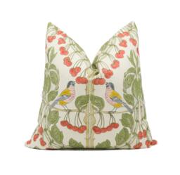 Gp & J Baker - Birds & Cherries Red/Green Charming Floral Bird Designer Cushion Cover Luxury Throw Pillow Handmade Home D??cor - thumbnail 1