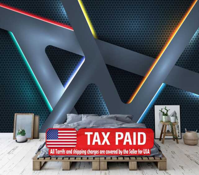 Neon Light Gaming Room Wallpaper Mural, Peel & Stick Wall Decal - image 1