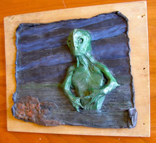 Father Dagon Approaches, A Hand-Painted Lovecraftian Bas-Relief - image 1