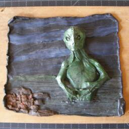 Father Dagon Approaches, A Hand-Painted Lovecraftian Bas-Relief - thumbnail 2