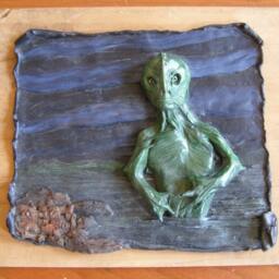 Father Dagon Approaches, A Hand-Painted Lovecraftian Bas-Relief - thumbnail 4