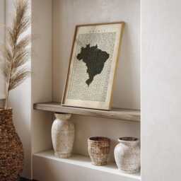 Brazil Map - Vintage Beige Typography With City Names Travel Poster Wall Art Print - thumbnail 3