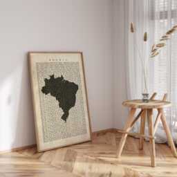 Brazil Map - Vintage Beige Typography With City Names Travel Poster Wall Art Print - thumbnail 2