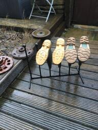Handmade in The UK Black Wrought Iron Steel Metal Welded Free Standing 3 Pair Wellington Boot Welly Rack Stand Storage - thumbnail 1