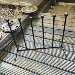 Handmade in The UK Black Wrought Iron Steel Metal Welded Free Standing 3 Pair Wellington Boot Welly Rack Stand Storage - thumbnail 2