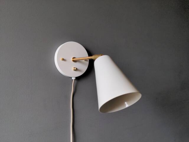 Plug-In Extended Single Cone Wall Sconce Mid Century Modern Spotlight Reading - image 1